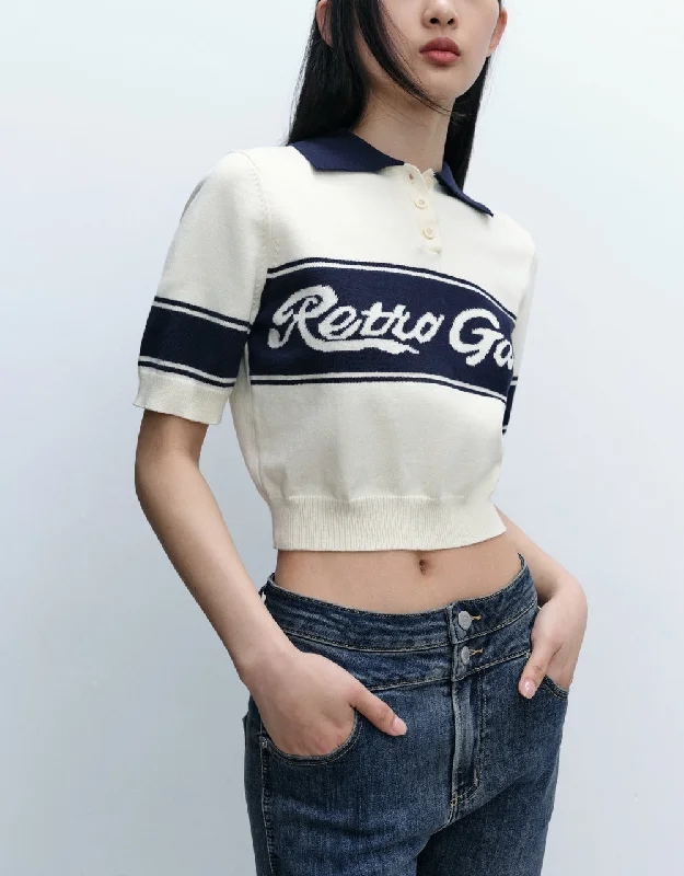 Letters Polo Knitted T-Shirt