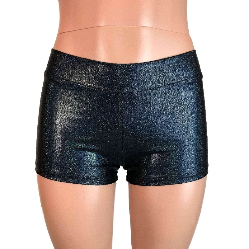 Low Rise Booty Shorts - Black Sparkle