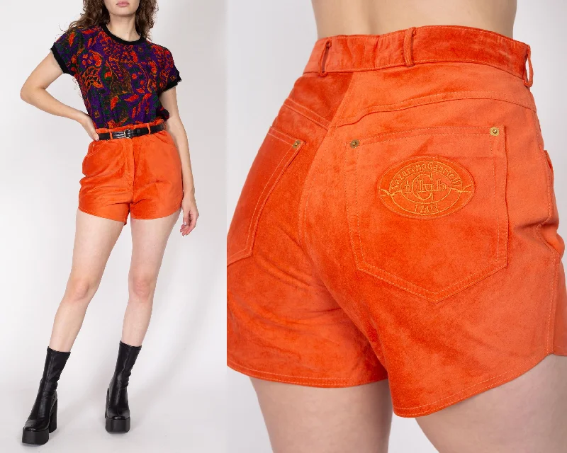 Medium 90s Orange Suede Leather Shorts 29.5"", As Is