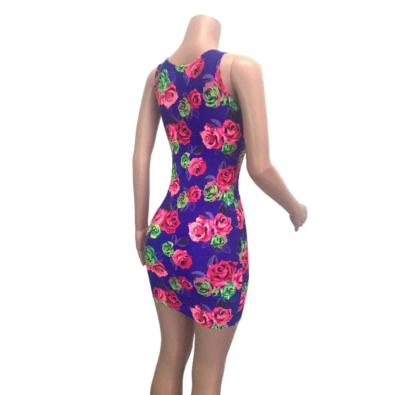 SALE - Neon Rose Floral Bodycon Dress - Limited Sizes