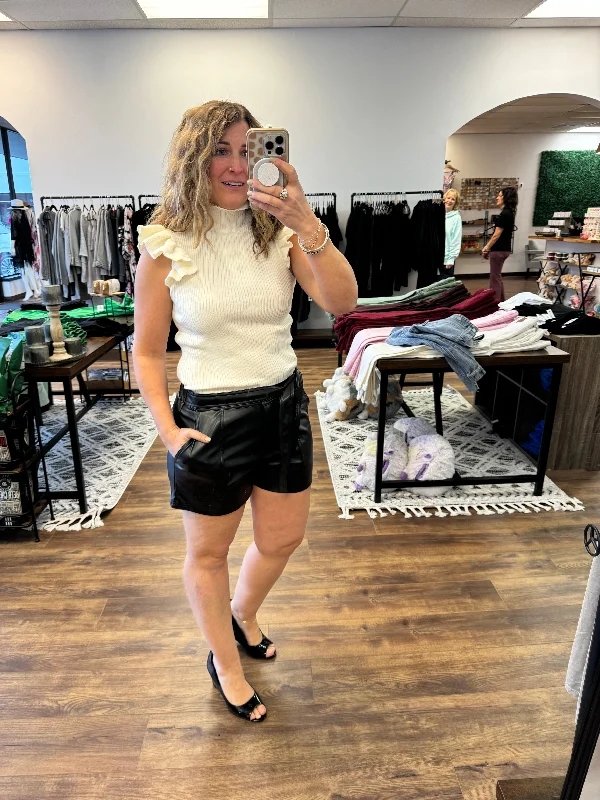 New York Minute Faux Leather Shorts