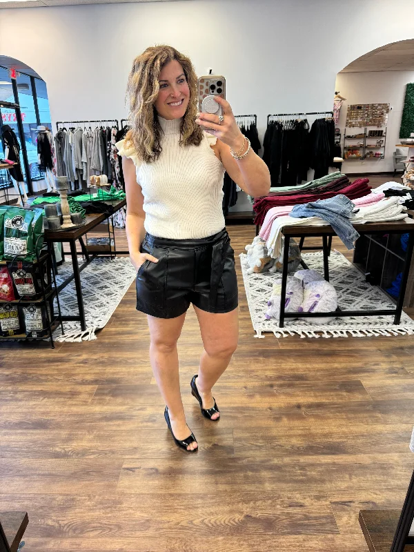 New York Minute Faux Leather Shorts