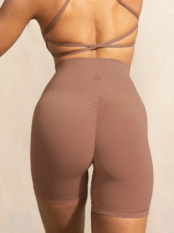 NKD High Waisted Scrunch Shorts - Mocha