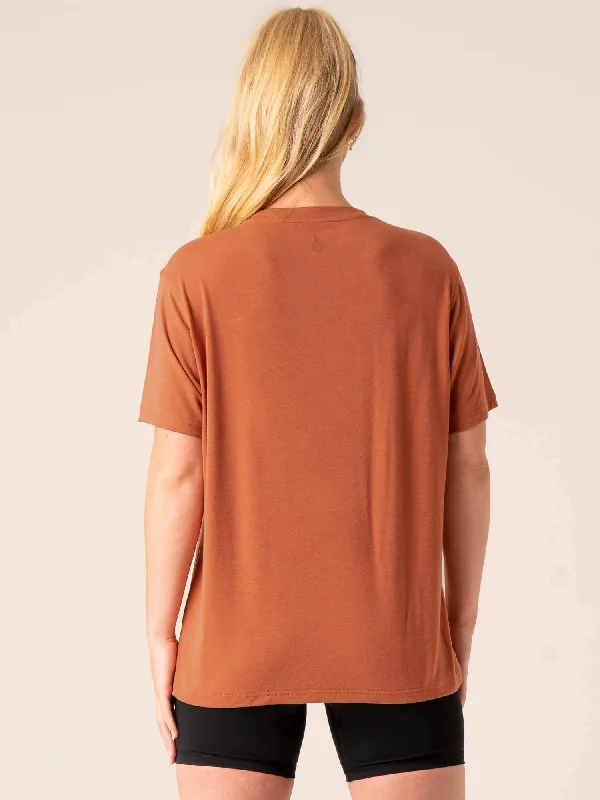 Off Side Longline T-Shirt - Mocha