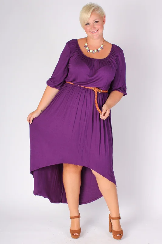 Flowy High Low Dress - Purple