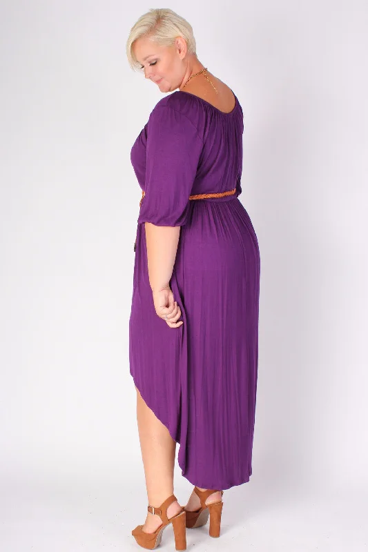 Flowy High Low Dress - Purple