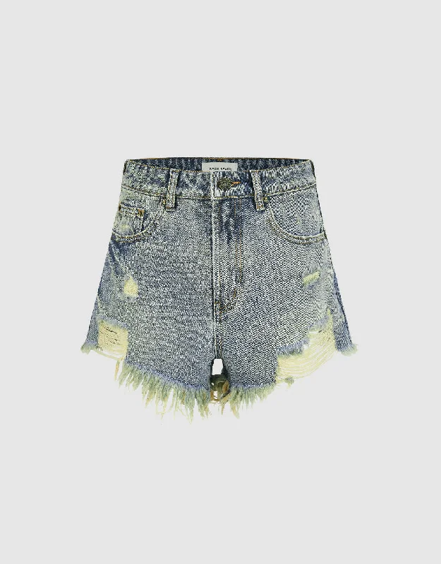 Raw Hem Denim Shorts