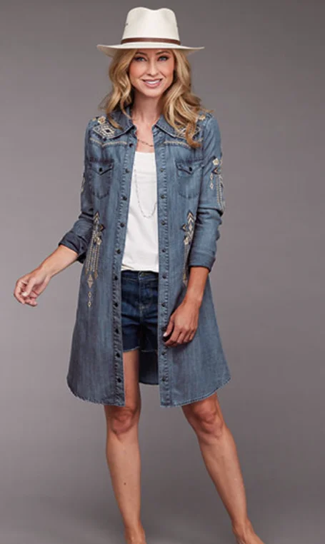 Roper Women's Lily Denim Embroidered Shirt Dress