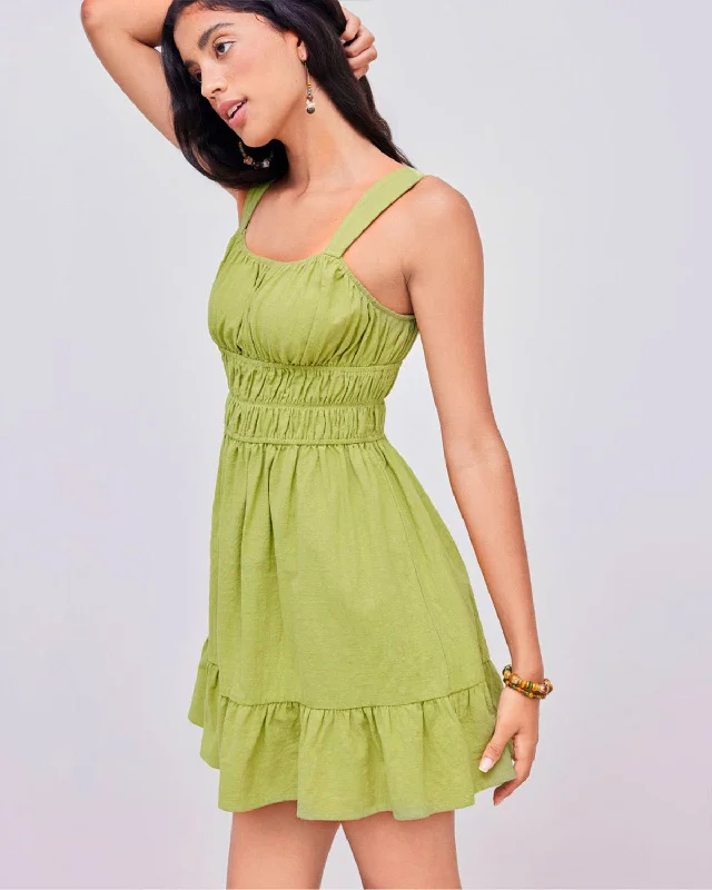 GREEN FIT & FLARE DRESS