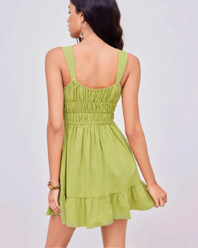 GREEN FIT & FLARE DRESS