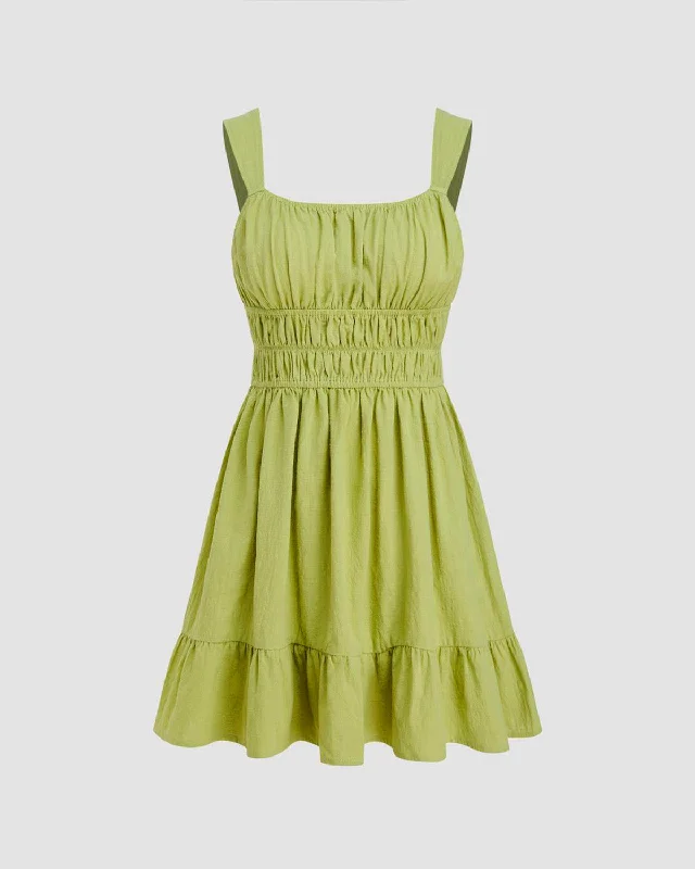 GREEN FIT & FLARE DRESS