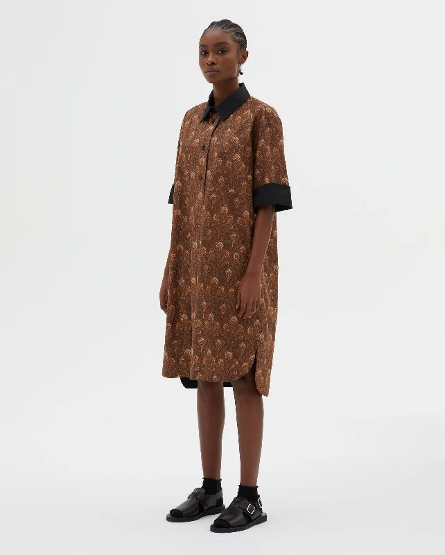 S/S SHIRT DRESS / TOBACCO UMBER