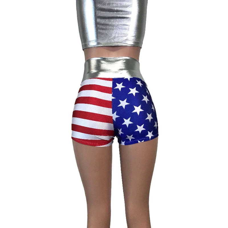 High Waisted Booty Shorts - Stars & Stripes