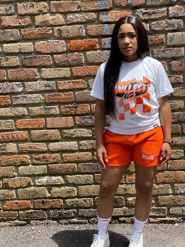 Trillest Women Orange Cotton Fleece Shorts