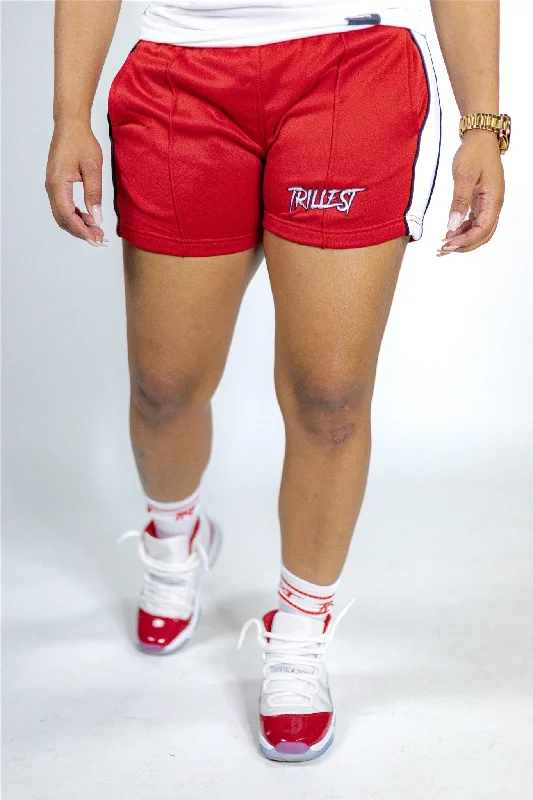 Trillest Women Track Shorts - Red