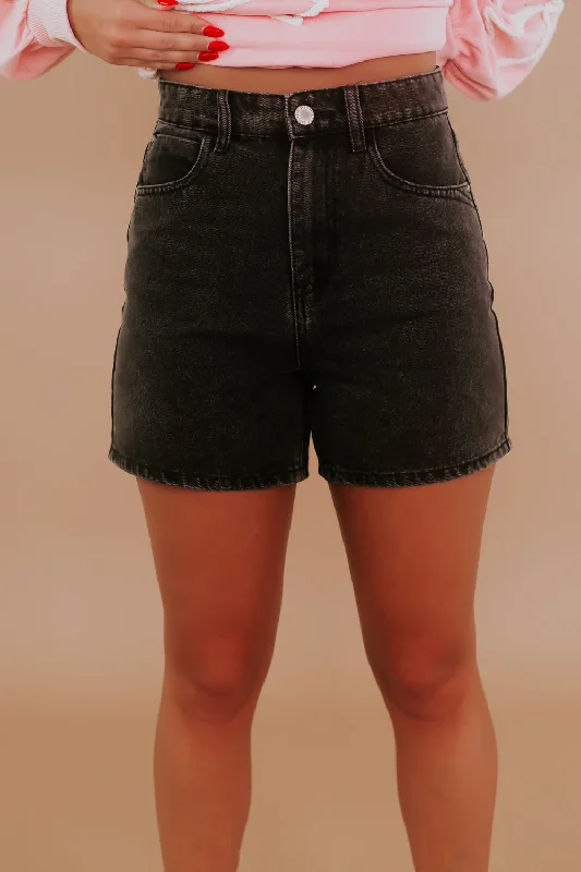 Daily Wear Denim Mom Shorts, Black