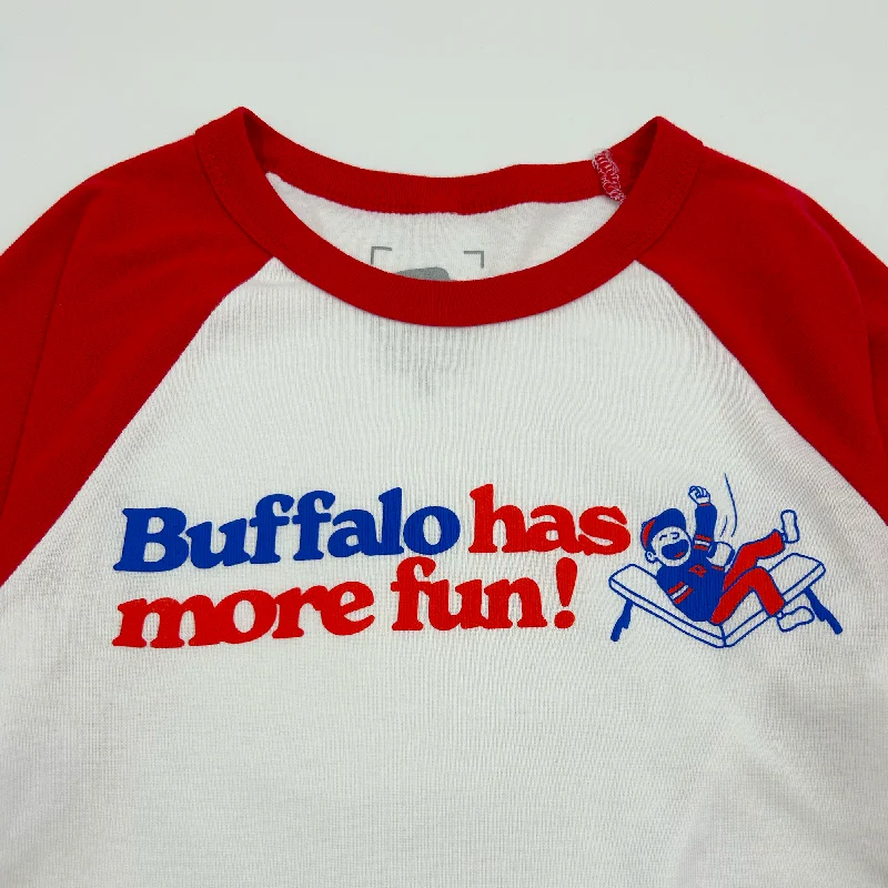 Women's Buffalo Has More Fun! Red & White Baby Tee