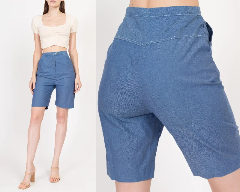 XS 60s Blue High Waisted Bermuda Shorts 25""