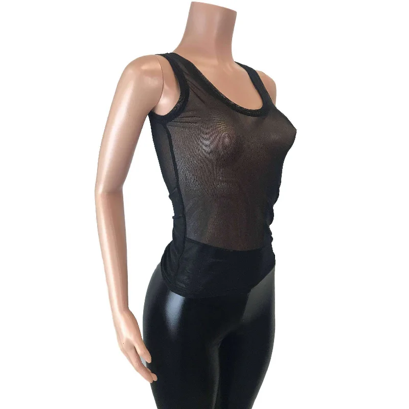 Full Length Tank Top - Black Mesh