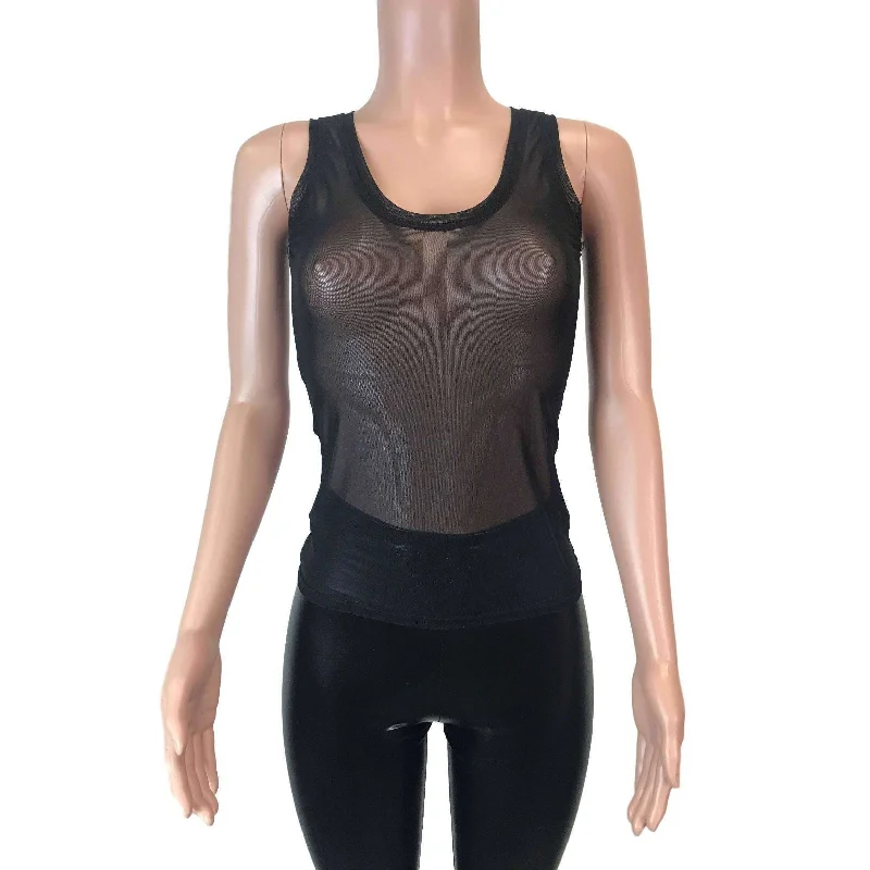 Full Length Tank Top - Black Mesh