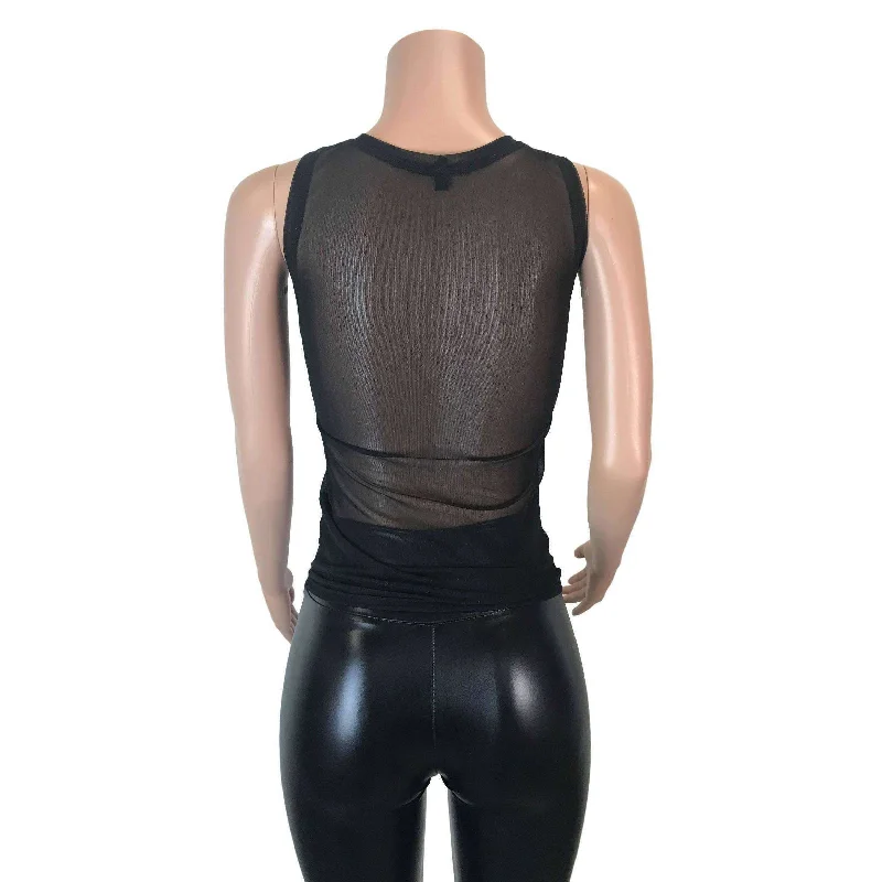 Full Length Tank Top - Black Mesh