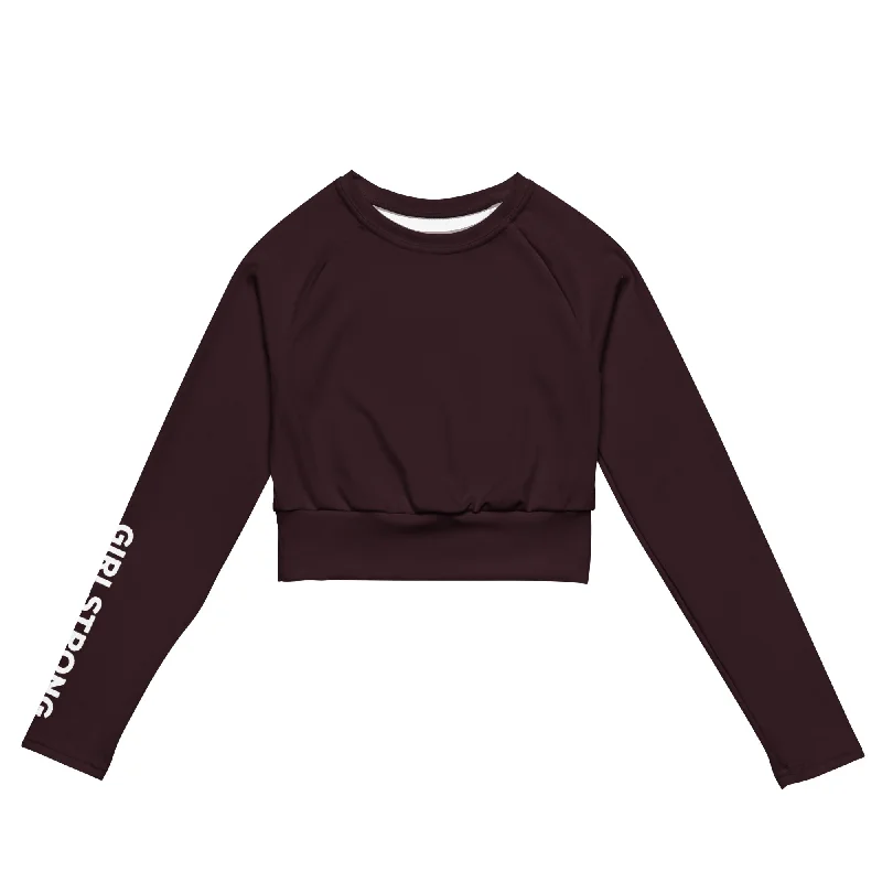 THE ESSENTIAL LONG SLEEVE FITTED CROP TOP CABERNET