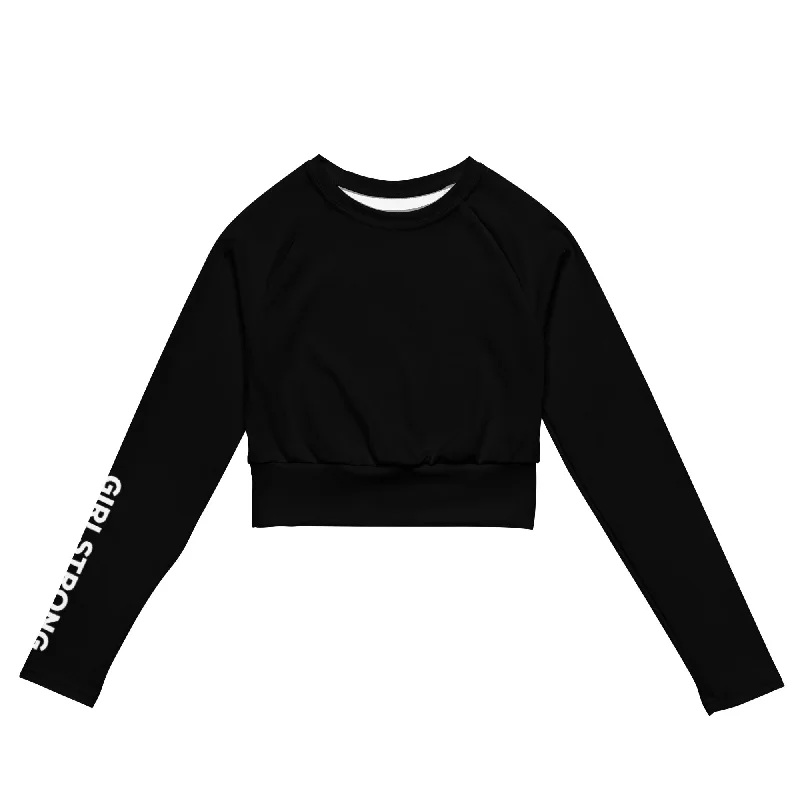 THE ESSENTIAL LONG SLEEVE FITTED CROP TOP BLACK