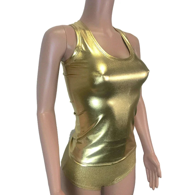 Full Length Tank Top - Gold Metallic