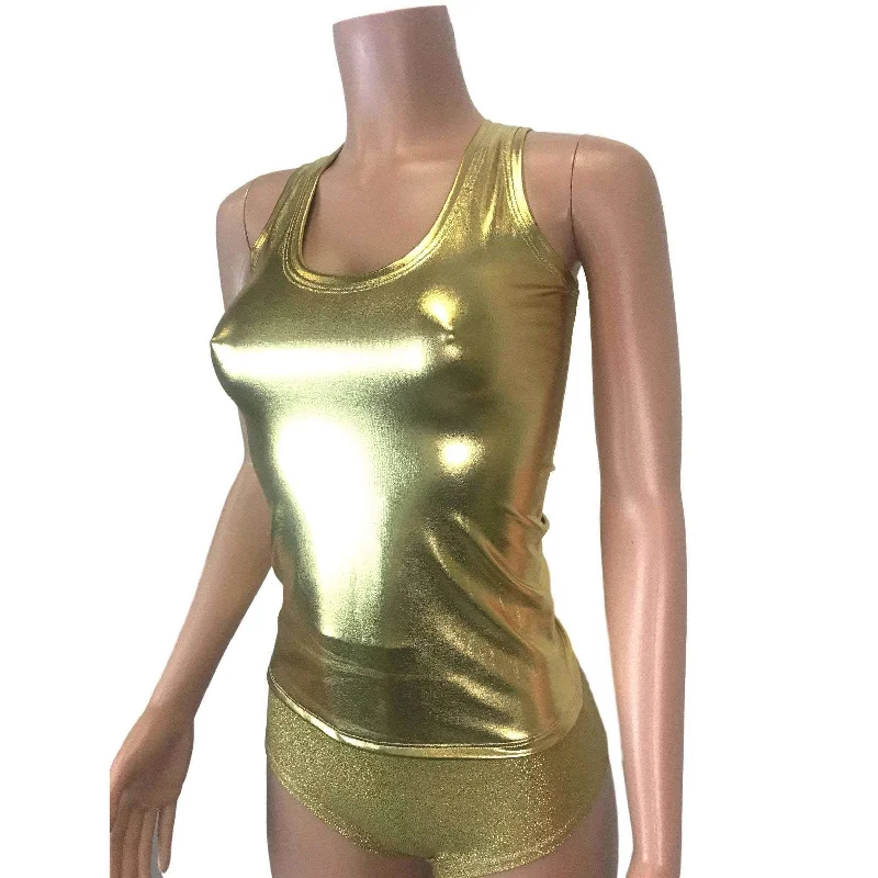 Full Length Tank Top - Gold Metallic