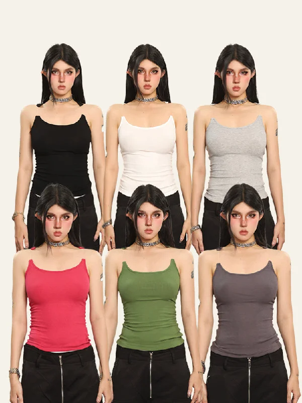 Lila Solid Color Slim Transparent Straps Slim Camisole Top