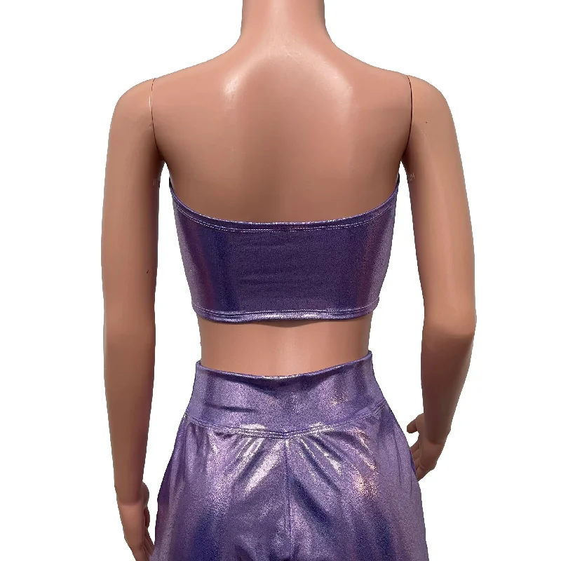 SALE - SMALL ONLY - Lilac Mystique w/ Silver Lace-Up Tube Top Bandeau