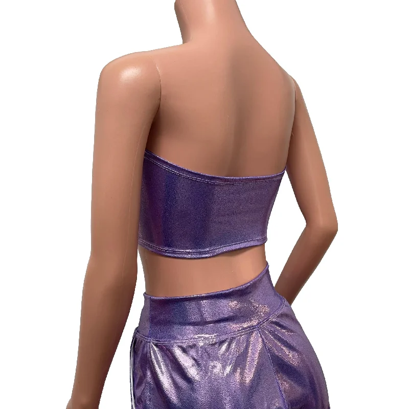 SALE - SMALL ONLY - Lilac Mystique w/ Silver Lace-Up Tube Top Bandeau