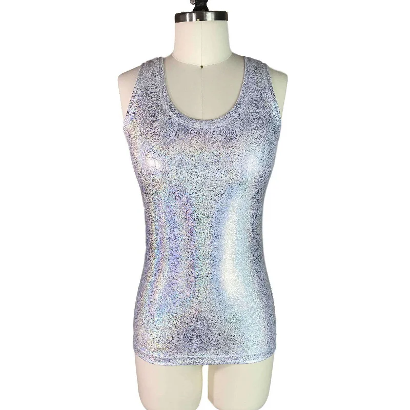 Full Length Tank Top - Silver Holographic