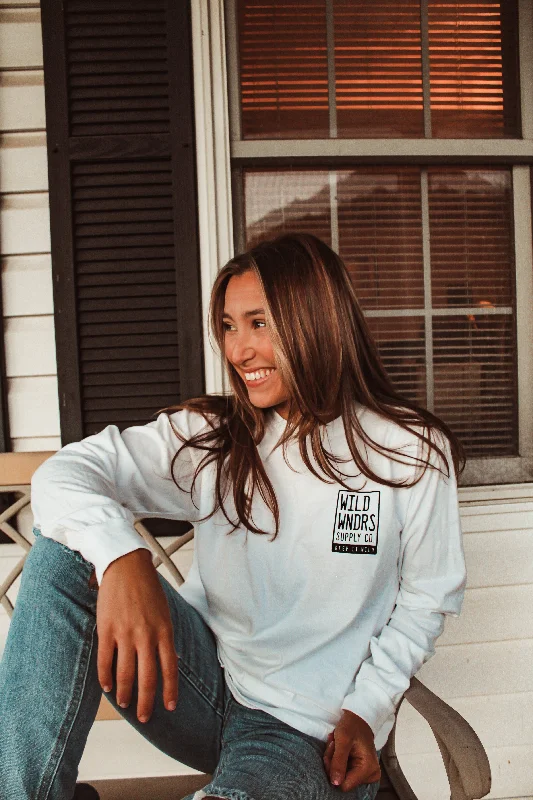 Stamped Long Sleeve Tee in White