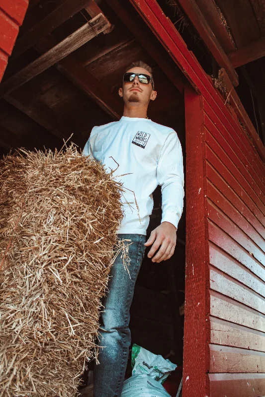 Stamped Long Sleeve Tee in White