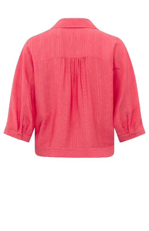 Structured batwing blouse with ruffle