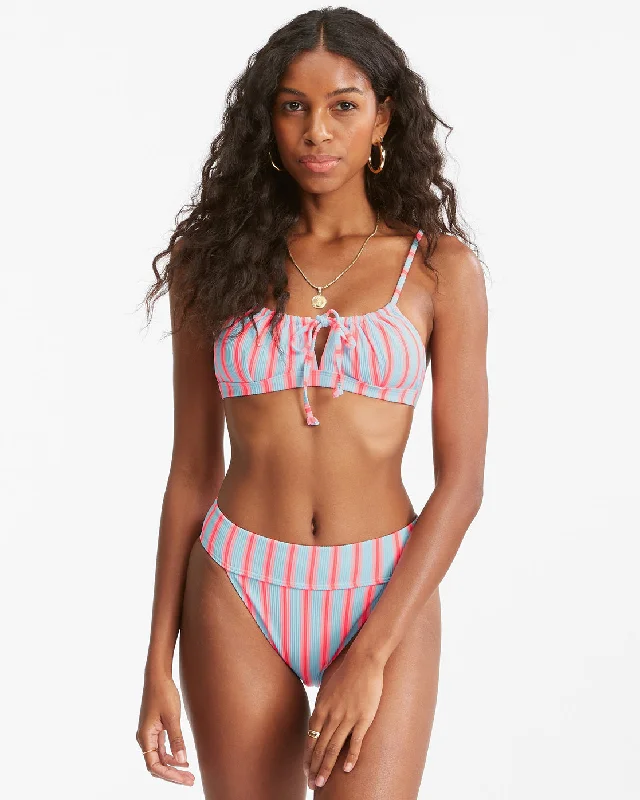 Surf Stripe Coco Bralette Bikini Top - Morning Sky