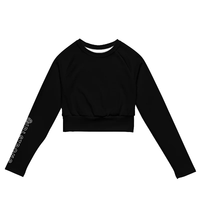 THE ESSENTIAL LONG SLEEVE FITTED CROP TOP GS LOGO BLACK