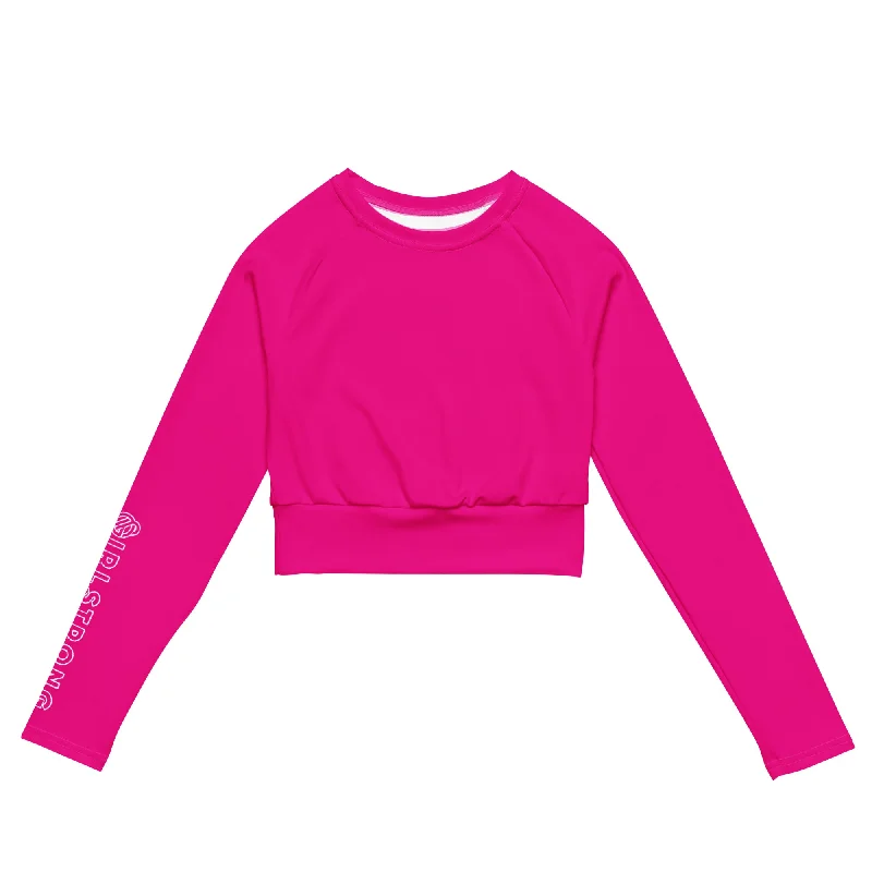 THE ESSENTIAL LONG SLEEVE FITTED CROP TOP GS LOGO POWER PINK