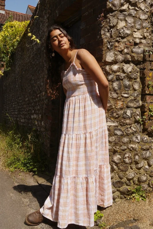 Alice Maxi Dress in Laceleaf White Tartan