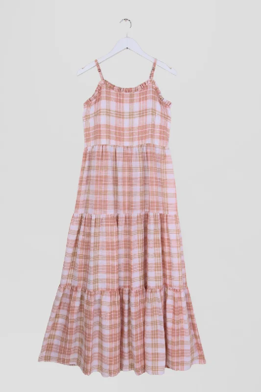 Alice Maxi Dress in Laceleaf White Tartan