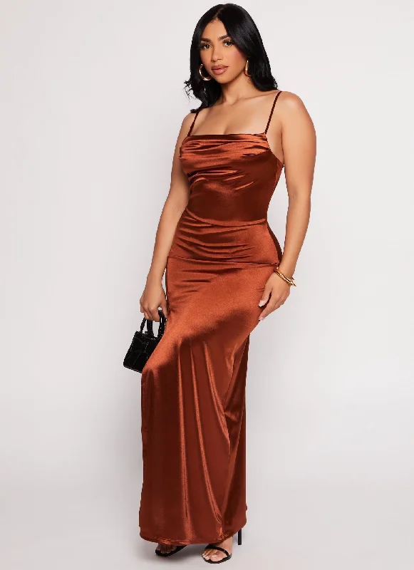 Satin Caged Back Maxi Dress