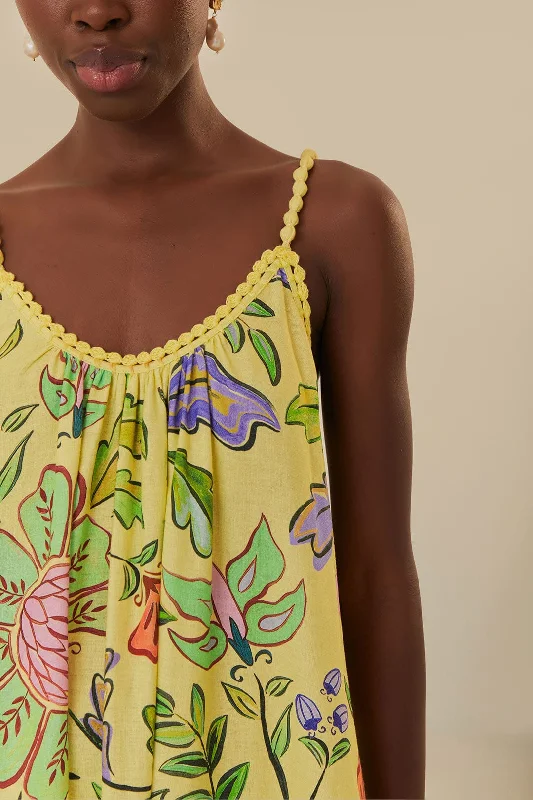 Yellow Floral Insects Maxi Dress