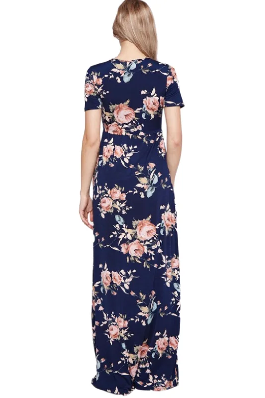 Floral Maxi Dress Style 3515 in Navy