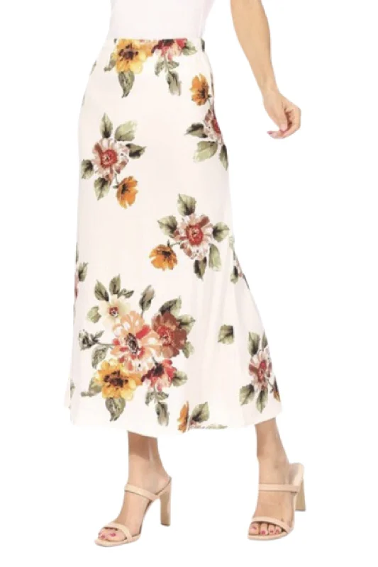 Floral Maxi Skirt in Ivory Style 833