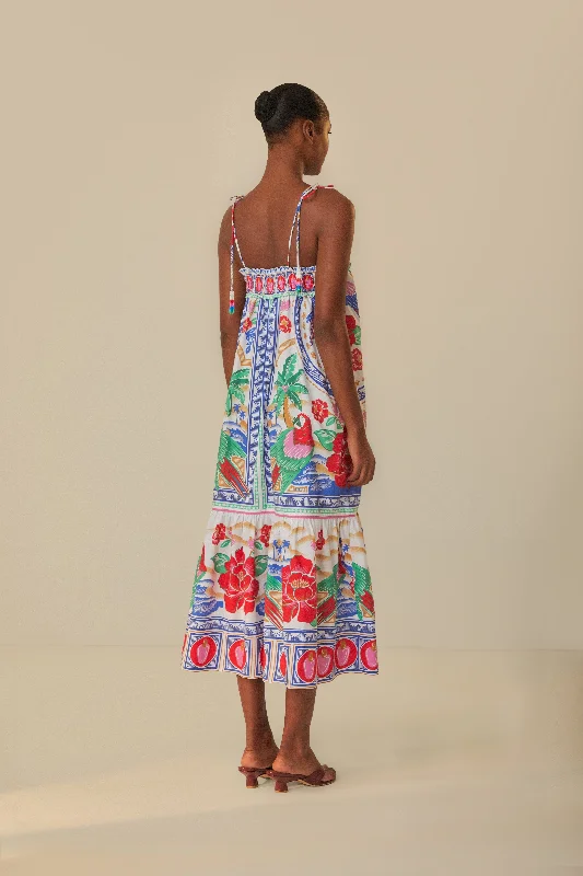 Off-White Flowers Beach Maxi Dress