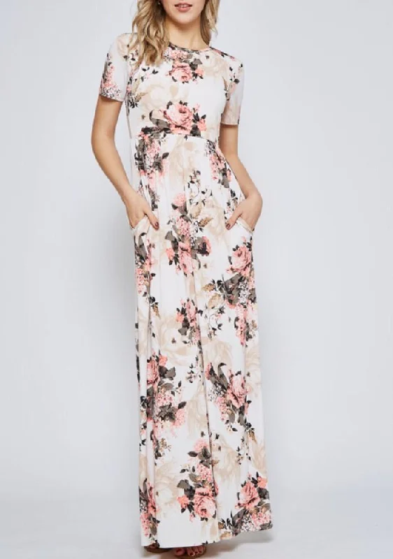 Floral Maxi Dress Style 3515 in Ivory