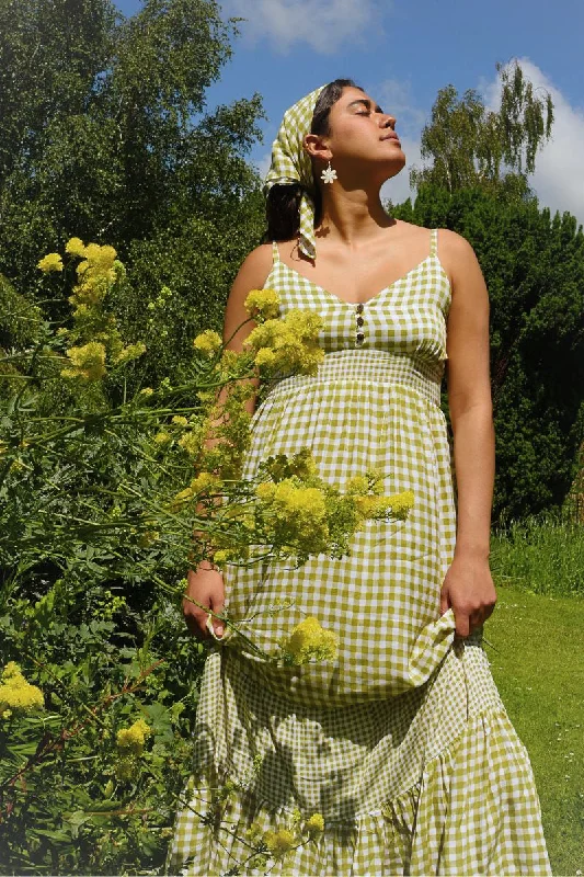 Jessie Maxi Dress in Apple Green Gingham