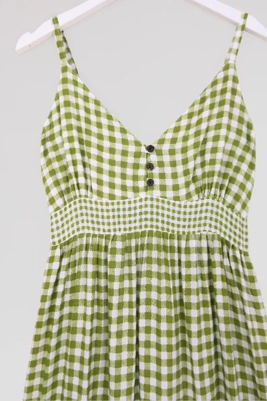 Jessie Maxi Dress in Apple Green Gingham