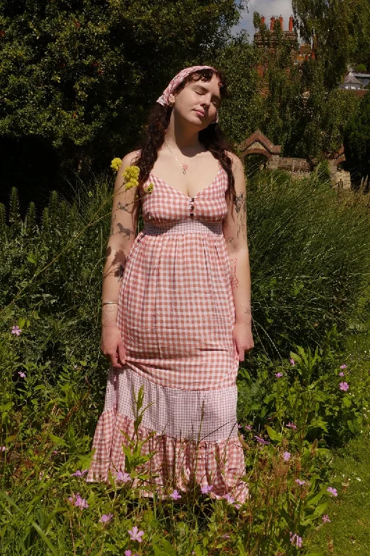 Jessie Maxi Dress in Strawberry Pink Gingham